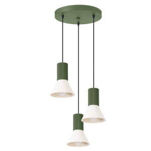 Lampa Wisząca Estria 3p Beżowa/zielona Oliwka