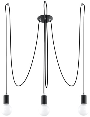 Lampa Wisząca Edison Czarna Pająk Loft 3x E27