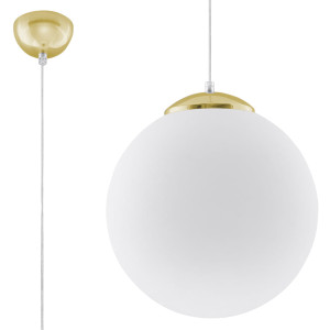 Lampa Wisząca Ugo 30 Złota Zwis Koło Mleczne Szkło