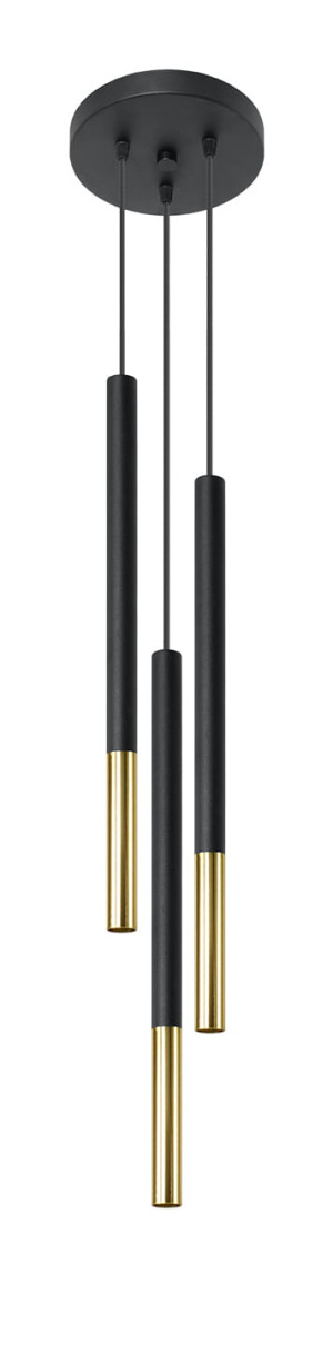 Lampa wisząca MOZAICA 3P czarny/złoto elegancki zwis G9
