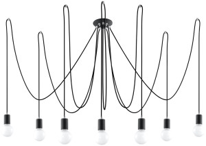Lampa Wisząca Edison Czarna Pająk Loft 7x E27
