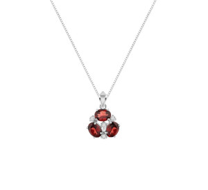 Zawieszka srebrna 925 z 3 naturalnymi granatami i diamentowymi cyrkoniami