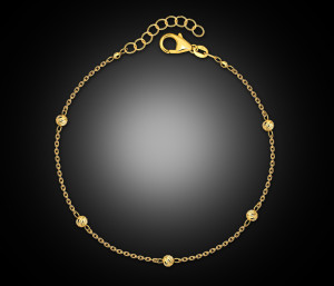 Złota bransoletka 925 z diamentowanymi kuleczkami - 16,5 - 19,5 cm