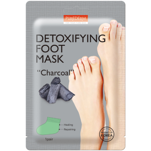 PUREDERM - Detoxifying Foot Mask ,,Charcoal'', 34g - Oczyszczająca maseczka do stóp z węglem