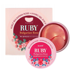 Petitfee - Koelf Ruby & Bulgarian Rose Eye Patch, 60szt. - hydrożelowe płatki z różą damasceńską