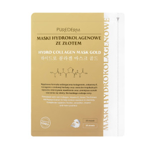 PUREDERM - Hydrokolagenowe maseczki w płachcie ze złotem, 25 szt.