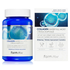 FARMSTAY - Collagen Water Full Moist Cream Ampoule, 250 ml - kolagenowa ampułka do twarzy