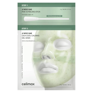 celimax - JI WOO GAE CICA PHA PEEL 2-STEP GEL MASK, 4g+30 g - dwuetapowa żelowa maska peelingująca