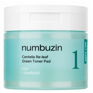 Numbuzin - No.1 Centella Re-leaf Green Toner Pad, 70 szt. - kojące płatki tonizujące do twarzy