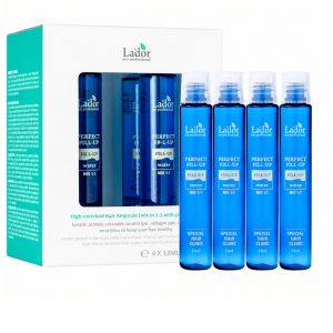 LADOR - Perfect Hair Fill-Up Professional Salon Care Serum, 4x13 ml - Ampułka proteinowa do włosów suchych i zniszczonych