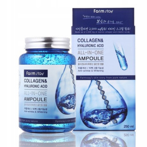 FARMSTAY - Collagen ampoule, Ampułka z kwasem hialuronowym i kolagenem, 250ml