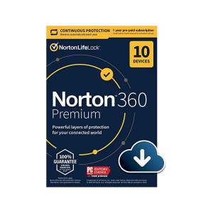 Symantec Norton 360 Premium 10-Devices + 75 GB Cloudstorage - 1 year