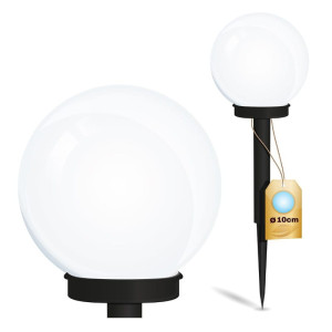 Lampa ogrodowa solarna 10cm ATRIS wbijana kula biała zimna
