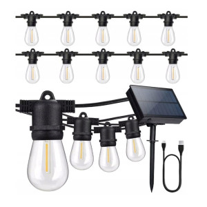 Girlanda ogrodowa solarna i USB-C 20xżarówka LED 20m biała ciepła