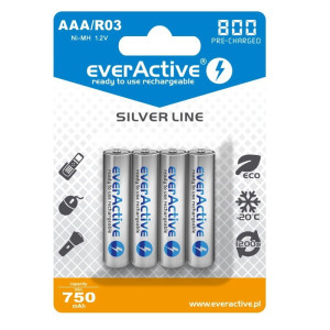 Akumulatory everActive Ni-MH R03 AAA 800 mAh Silver Line - 4szt.