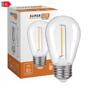 Żarówka LED E27 1W biała ciepła Filament ST14
