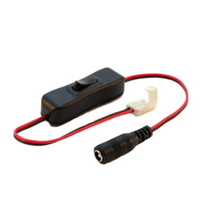 Złączka do taśm LED 8mm + przewód z gniazdem DC + włącznik