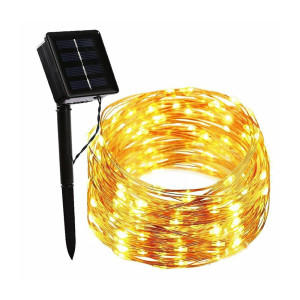 Łańcuch świetlny 22m 200LED, girlanda solarna ogrodowa, drucik miedziany