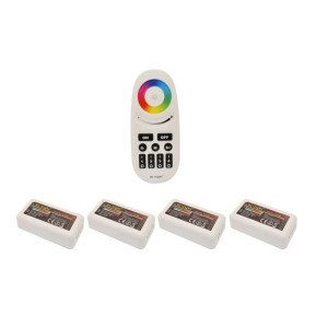 Komplet na 4 strefy - pilot z klawiszami klasycznymi 4 - strefowy LED RGB, RGBW + 4 x odbiornik LED RGBW