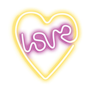 Neon dekoracyjny LED LOVE HEART fioletowo biały USB