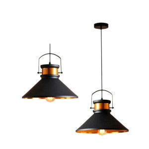 Lampa wisząca, duża LOFT RETRO E27 czarno złota