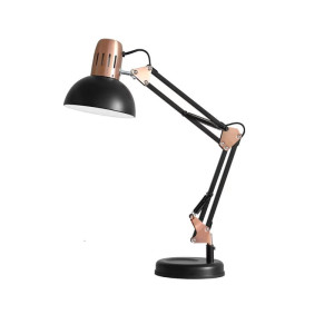 Lampa biurkowa kreślarska E27 czarno-złota, różowe złoto