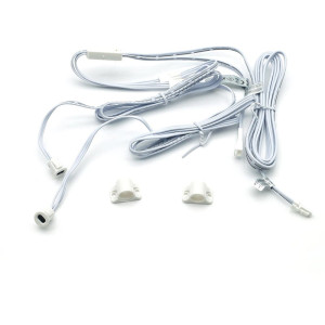 Włącznik podwójny do szaf, szuflad, półek, witryn, biały 12V/24V - 60W/100W