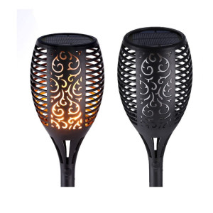 Lampa ogrodowa solarna pochodnia wbijana IP65 z czujnikiem zmierzchu