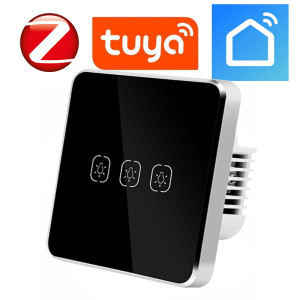 Włącznik światła 3obw. ZigBee TUYA działa bez N ! - czarny