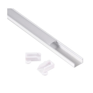PROFIL aluminiowy nawierzchniowy satyna do TAŚMY LED 1 metr - zestaw