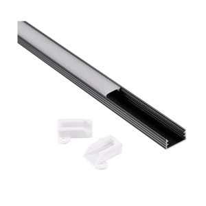 PROFIL aluminiowy nawierzchniowy czarny do TAŚMY LED 1 metr - zestaw