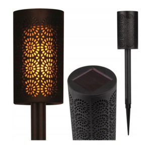 Lampa ogrodowa LED solarna wbijana 39cm płomień, pochodnia