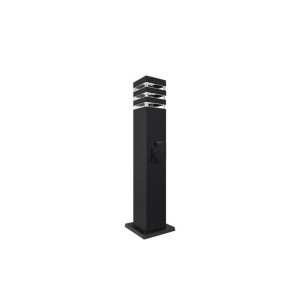 Słupek, lampa ogrodowa E27 60cm Malibu czarna + gniazdo