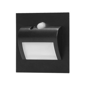 Oprawa schodowa LED 1,5W 12V DRACO biała zimna - czarna z czujnikiem ruchu i zmierzchu