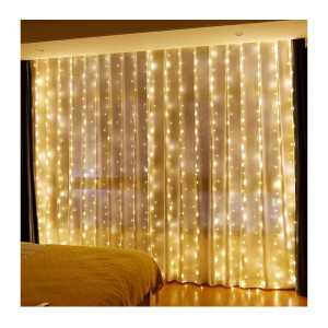 Kurtyna LED USB 5V 300LED 3x3m + pilot biała ciepła