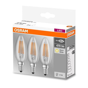 Żarówka LED E14 4W świeczka Filament biała ciepła - 3-pak