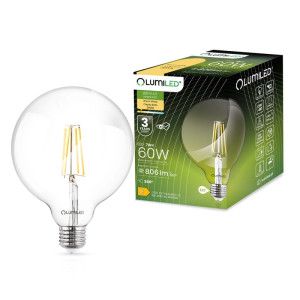 Żarówka LED E27 7W ciepła 3000K 806lm kula G125 Filament