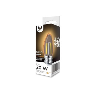 Żarówka LED E27 2W Filament świeczka C35 2200K COG złota