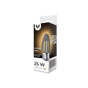 Żarówka LED E27 2W Filament świeczka C35 2700K COG przezroczysta