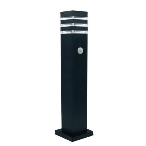 Słupek, lampa ogrodowa E27 60cm Sagitta czarna z czujnikiem ruchu