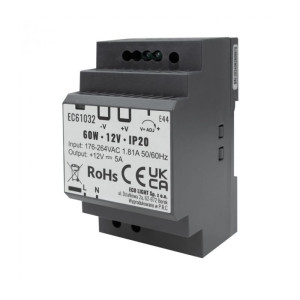 Zasilacz LED 60W 12V DC 5A na szynę DIN Premium