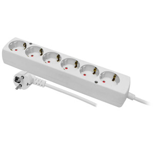 Przedłużacz 6 gniazd Schuko 1,5m PS-670S 16A, IP20 z uziemieniem