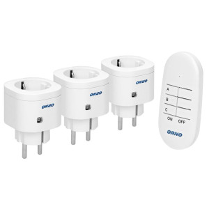Zestaw bezprzewodowych gniazd schuko sterowanych pilotem 3+1 OR-GB-438(GS)