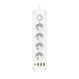 Przedłużacz 4 gniazda 230V kabel 1,5m + 4xUSB biały
