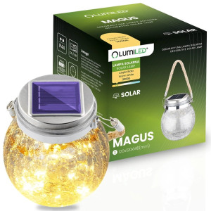 Lampa ogrodowa LED 15cm solarna wisząca LATARENKA SŁOIK 3000K szklana MAGUS