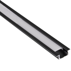 PROFIL aluminiowy wpuszczany czarny do TAŚMY LED 1 metr - zestaw