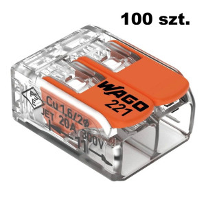 Opakowanie szybkozłączek WAGO uniwersalnych 2 x 0,2-4 mm2 z dźwigniami zwalniającymi 221-412-100x - 100 szt.
