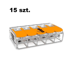 Opakowanie szybkozłączek WAGO uniwersalnych 5 x 0,5-6 mm2 z dźwigniami zwalniającymi 221-615-15x - 15 szt.