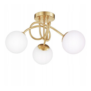 Lampa sufitowa, żyrandol wisząca 3xE27 Sphere Gold białe kule złota