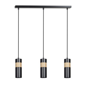 Akari 3 black 732/3 spot wiszący styl skandynawski regulowana wysokość elementy drewna